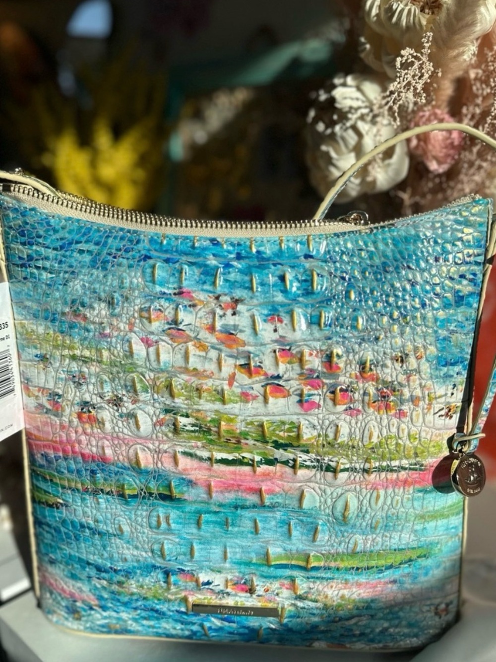 Brahmin Katie Staycation Melbourne Crossbody | Coastal Print Leather bag NWT